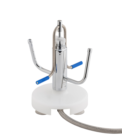 mug rinser, jug rinsing device, milchkaennchen-reiniger, milchkanne, latte-macchiato spuelanlage, plug & play model, base, waterspray inside & outside, glasspueler, glaeserspuelanlage