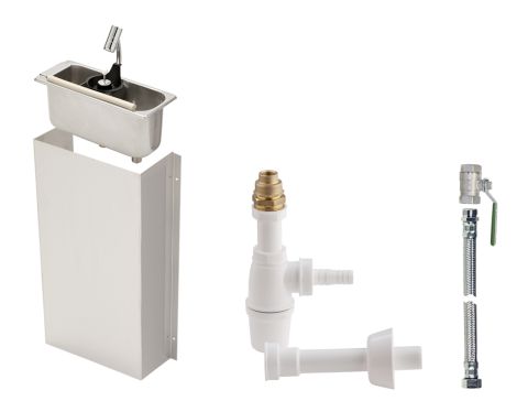 dipping well, komplettes set inklusive zu-/ablauf, siphon, dipping bowls, wandmontage, lange halterung