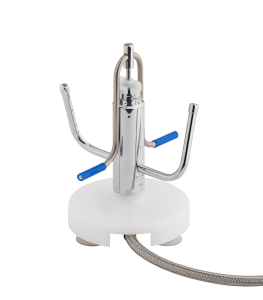 mug rinser, jug rinsing device, milchkaennchen-reiniger, milchkanne, latte-macchiato spuelanlage, plug & play model, base, waterspray inside & outside, glasspueler, glaeserspuelanlage
