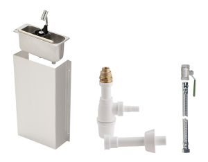 dipping well, komplettes set inklusive zu-/ablauf, siphon, dipping bowls, wandmontage, lange halterung