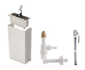 dipperewell basin, rinsing unit, jet-adjustment, anschluss, geruchsverschluss, siebteller