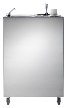 mobile portioniererspuele, mobile dipper well, steckfertig, handwash basin, becherspender, water-tap, rollbar